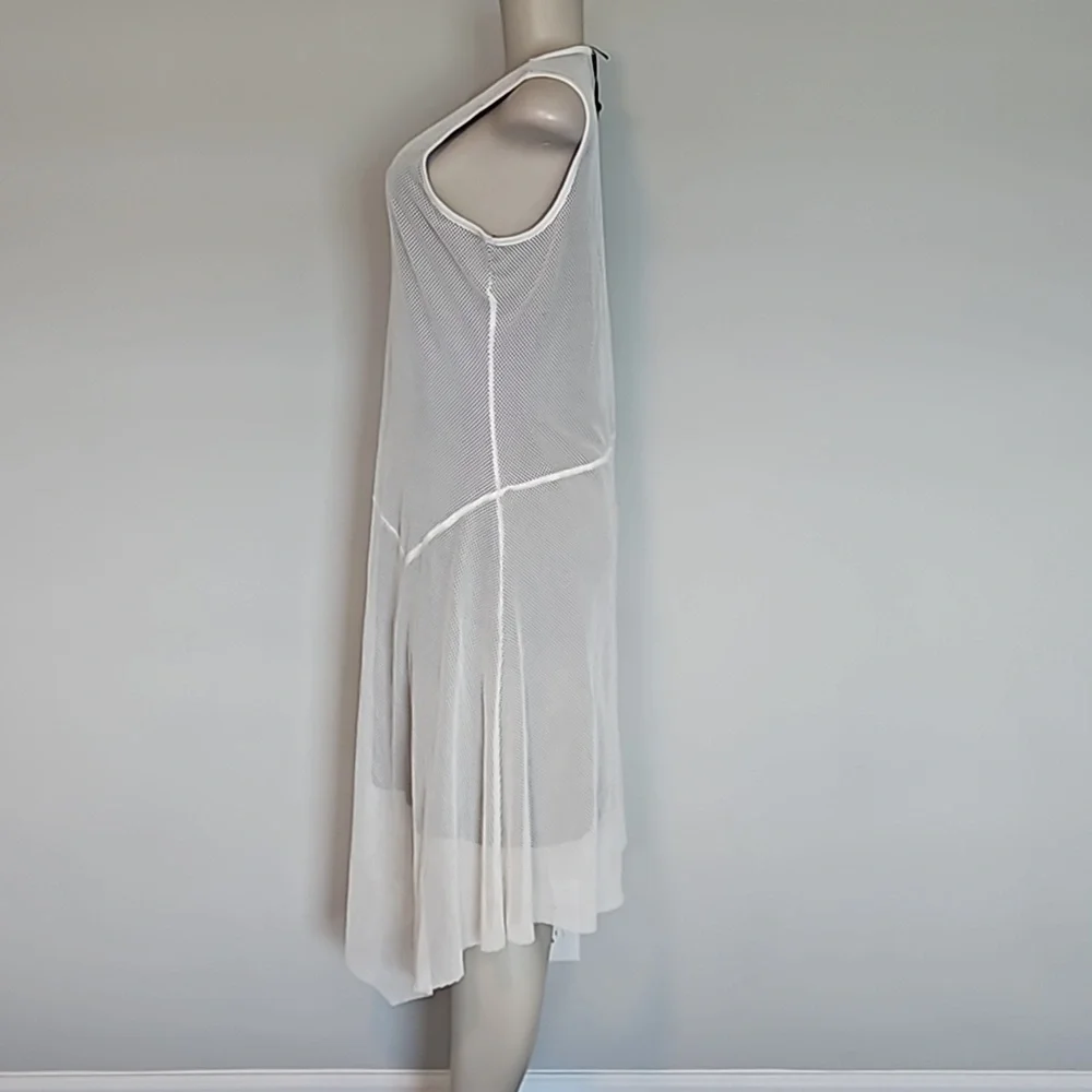 DKNY white mesh asymmetrical dress with black lining-M - Picture 2 of 8